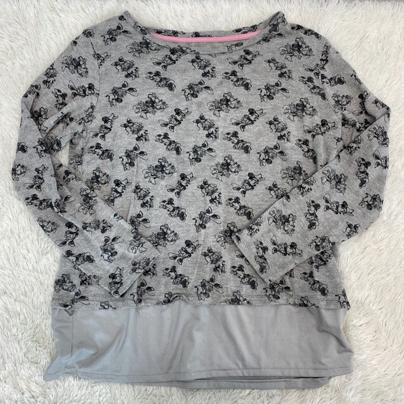 Disney Parks Minnie Mouse All Over Print Grey Long Sleeve Womens US M - Picture 1 of 7